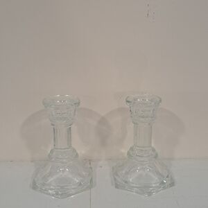 Vintage Pair of Glass Candlesticks.